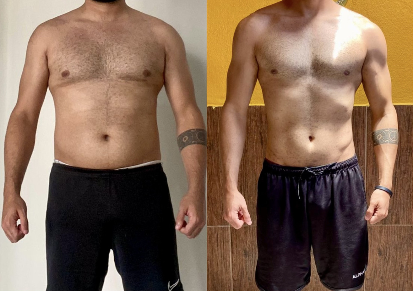 Antes e depois de Leandro na consultoria de treinamento